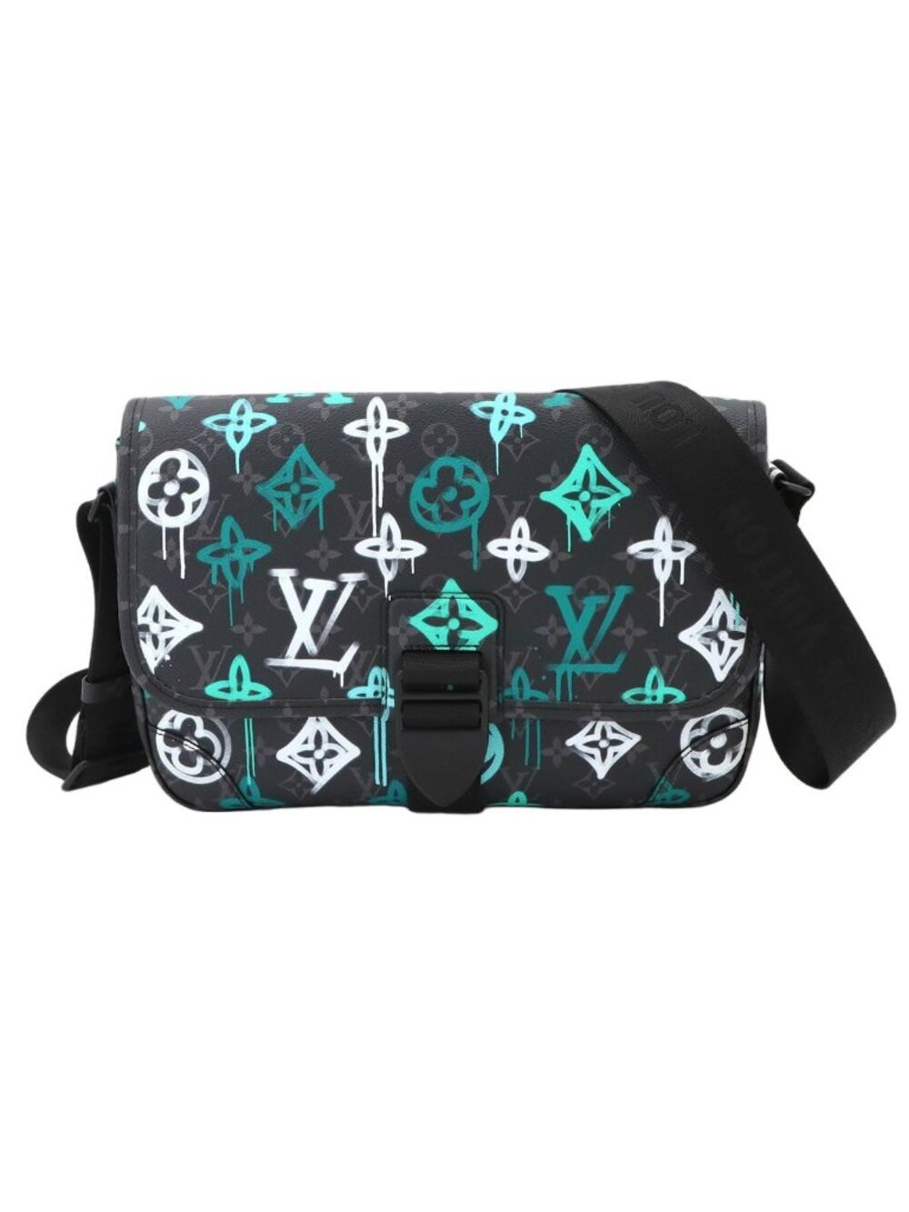 Louis Vuitton Monogram Eclipse Archie Messenger Shoulder Bag Black